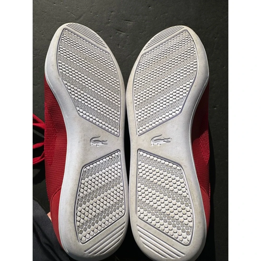 Lacoste Court Minimal‎ Sport Red Mesh Lace Up Sneakers Men's Size 11